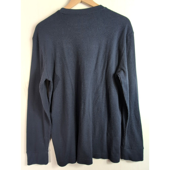 Jachs MFG Men's XL Thermal Shirt Navy Blue Waffle Knit Crewneck Long Sleeve - Picture 3 of 12